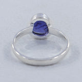 Blue Iolite Checker Cut Solid Silver Ring