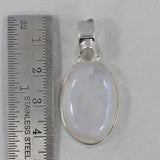 Natural Rainbow Moonstone Silver Pendant