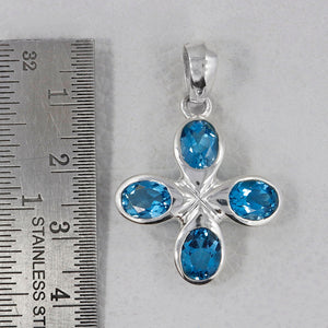 Natural Blue Topaz Silver Pendants
