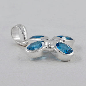 Natural Blue Topaz Silver Pendants