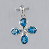 Natural Blue Topaz Silver Pendant