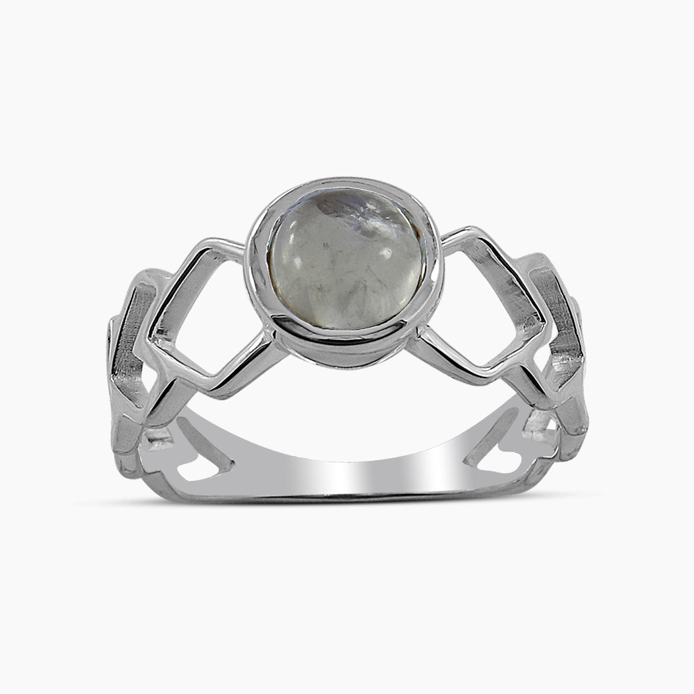 Rainbow Moonstone Silver Rings