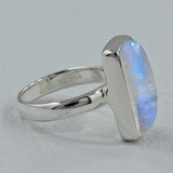 AAA Quality Rainbow Moonstone Silver Ring