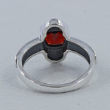 Natural Garnet Birthstone Silver Ring