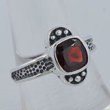 Natural Garnet Birthstone Silver Ring