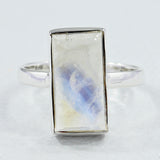 AAA Quality Rainbow Moonstone Silver Ring