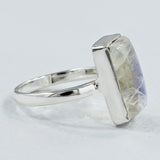 AAA Quality Rainbow Moonstone Silver Ring