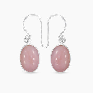 Pink Opal Silver Earrings
