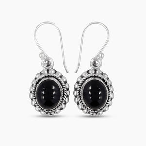 Black Onyx Silver Earrings