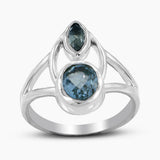 925 Sterling Silver Blue Topaz Rings