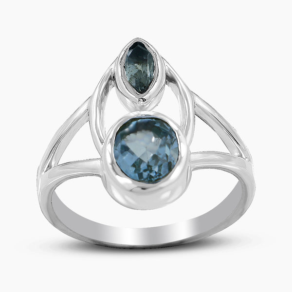 925 Sterling Silver Blue Topaz Rings