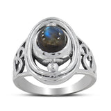 Tanzanite Cabochon Gemstone Designer Silver Ring