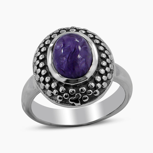 925 Sterling Silver Charoite Rings
