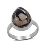 Natural Peanut Wood Jasper Silver Ring