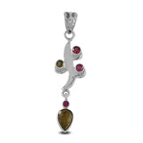 Multi Tourmaline Silver Pendant