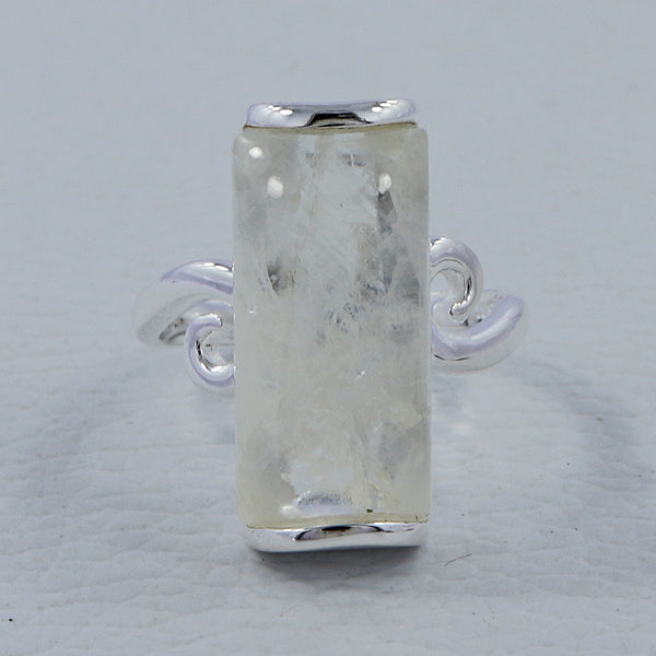 Rainbow Moonstone Silver Rings