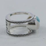 Rainbow Moonstone, Larimar Gemstone Silver Ring