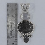 Natural Black Rutilated Quartz Silver Pendant