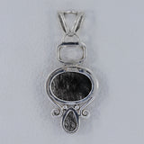 Natural Black Rutilated Quartz Silver Pendant