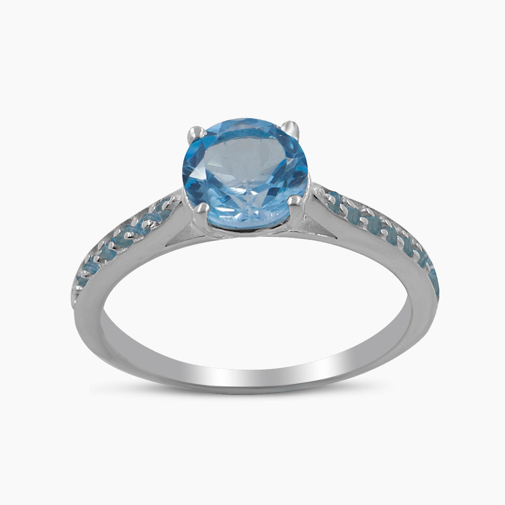 925 Sterling Silver Blue Topaz Rings