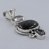 Natural Black Rutilated Quartz Silver Pendant