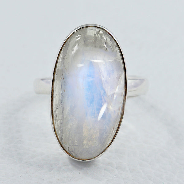 Rainbow Moonstone Silver Rings