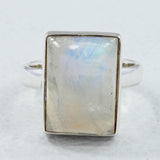 AAA Quality Rainbow Moonstone Silver Ring