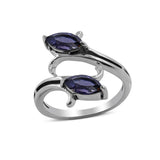 Iolite Cut Gemstone Silver Rings