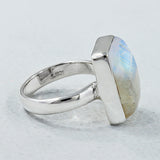 AAA Quality Rainbow Moonstone Silver Ring