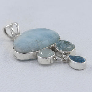 925 Sterling Silver Aquamarine Pendants