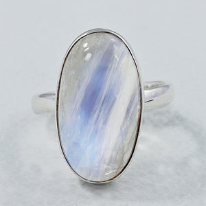 Rainbow Moonstone Silver Rings