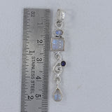 Rainbow Moonstone with Iolite Silver Pendant