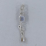 Rainbow Moonstone with Iolite Silver Pendant