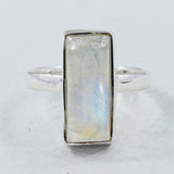 AAA Quality Rainbow Moonstone Silver Ring