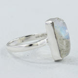 AAA Quality Rainbow Moonstone Silver Ring