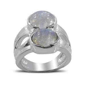 Rainbow Moonstone Silver Rings