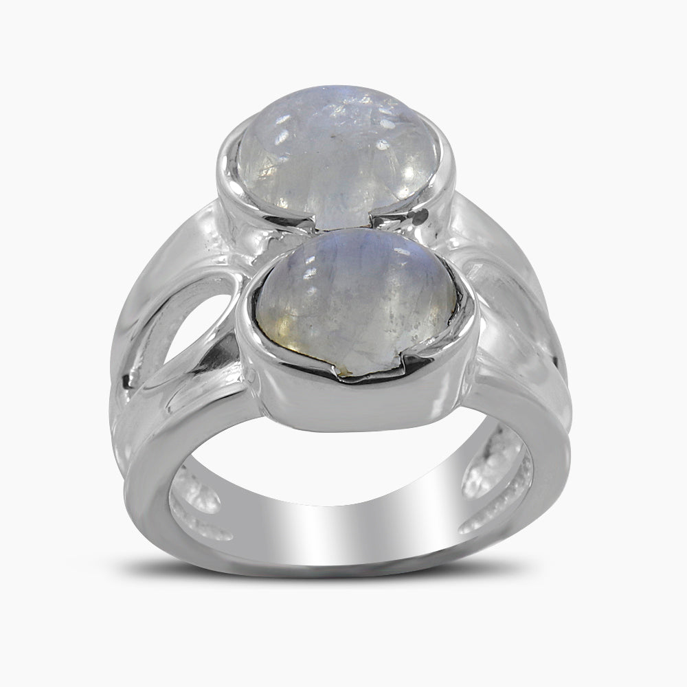 Rainbow Moonstone Silver Rings