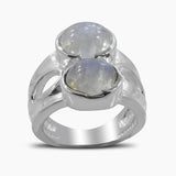 Rainbow Moonstone Silver Rings
