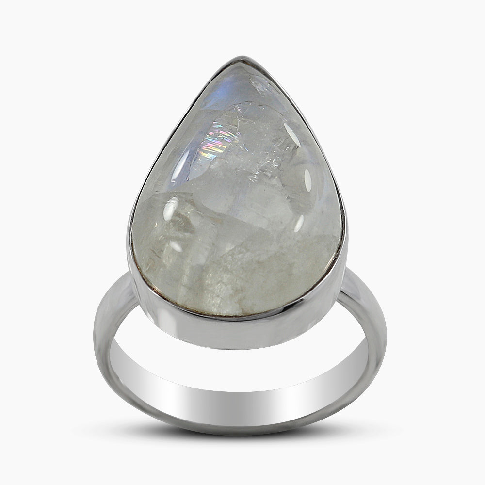 Rainbow Moonstone Silver Rings