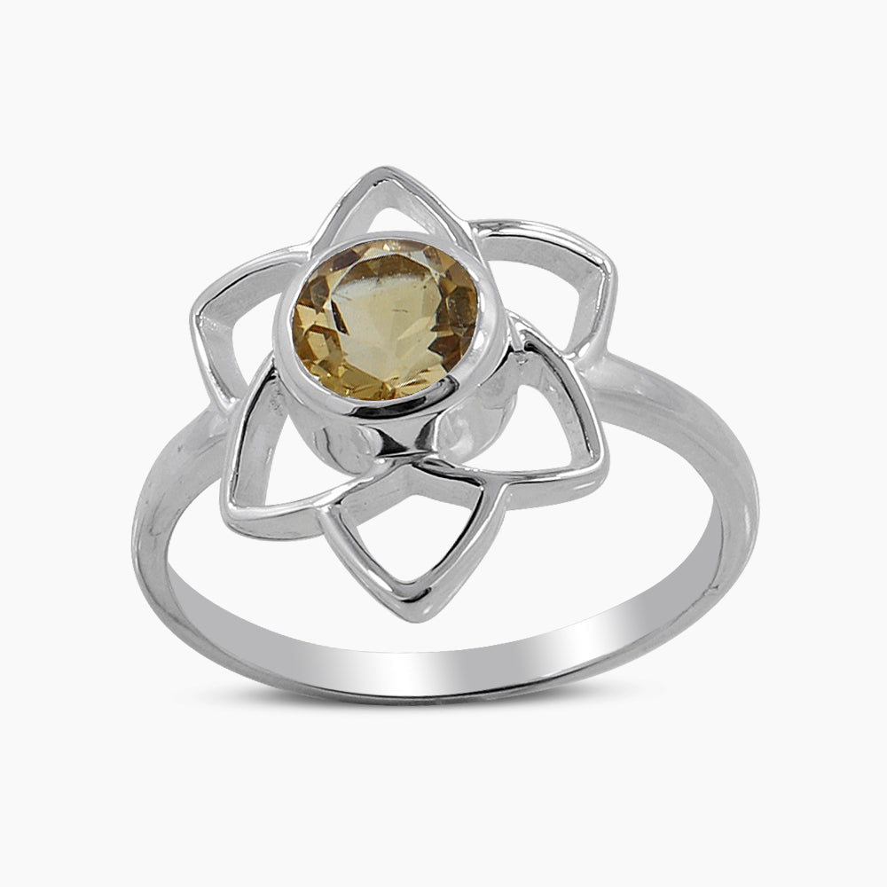 Natural Citrine Gemstone Silver Rings