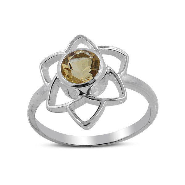 Natural Citrine Gemstone Silver Ring