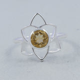 Natural Citrine Gemstone Silver Ring