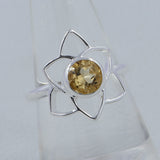 Natural Citrine Gemstone Silver Ring