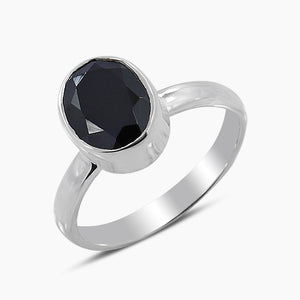 Natural Black Onyx Sterling Silver Rings