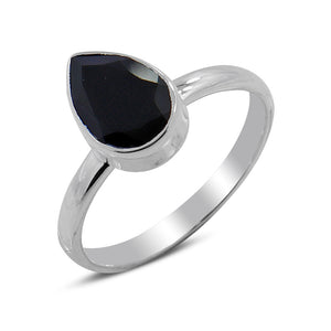 Natural Black Onyx Sterling Silver Rings