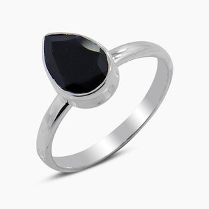 Natural Black Onyx Sterling Silver Rings