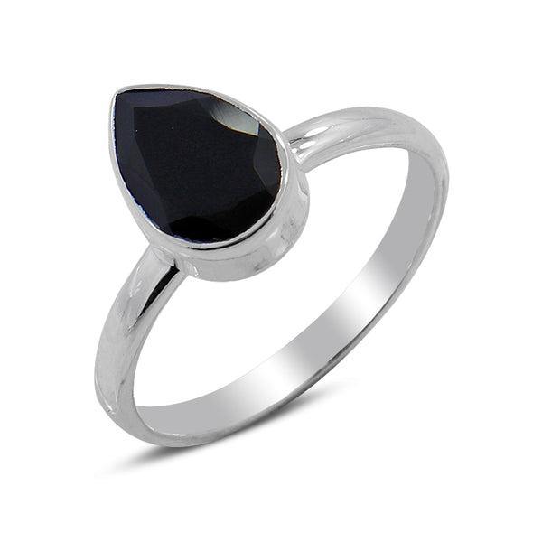 Natural Black Onyx Sterling Silver Rings