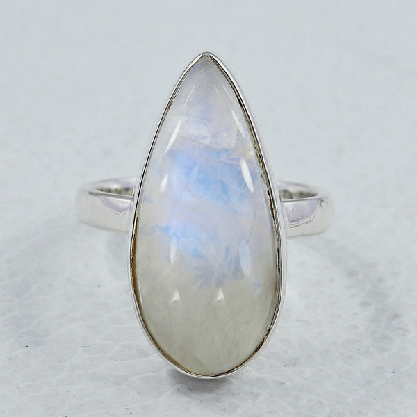 Rainbow Moonstone Silver Ring