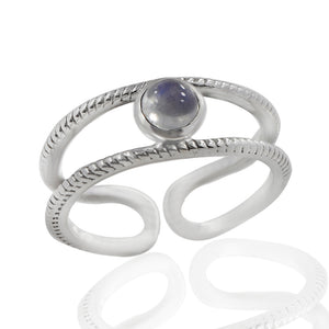 Rainbow Moonstone Silver Ring