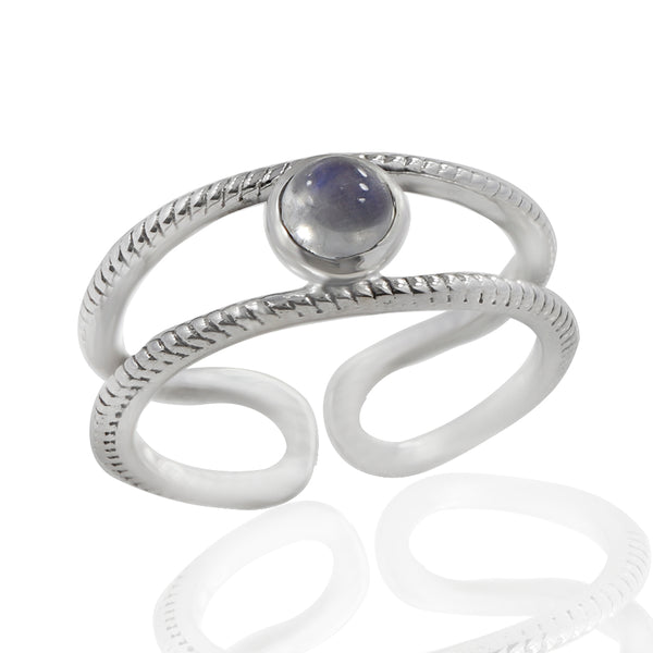 Rainbow Moonstone Silver Ring